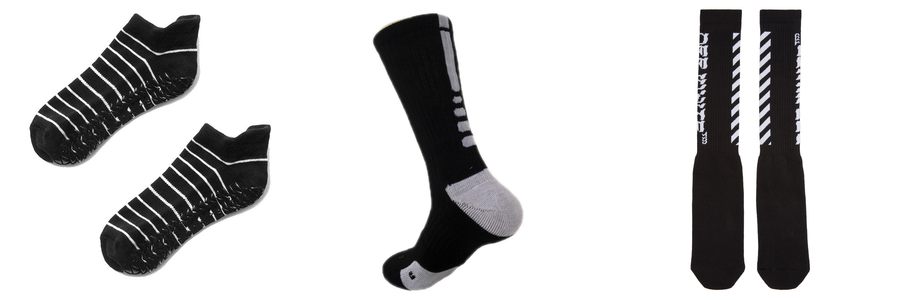 black with white bottom socks